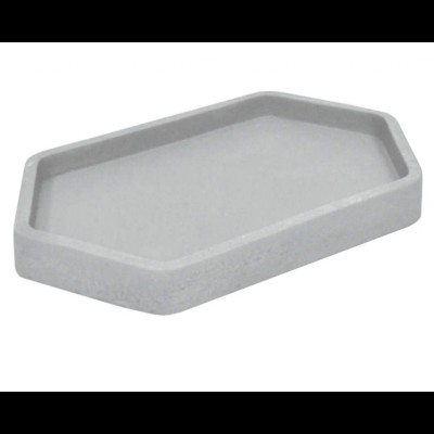 Bandeja hexagonal em cimento, cor cinza (19L x 31C x 3,3A)