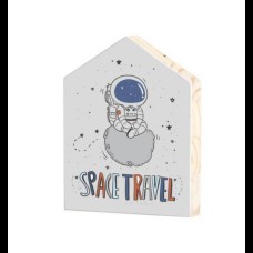 Casinha Space Travel, estampa astronauta, em mdf