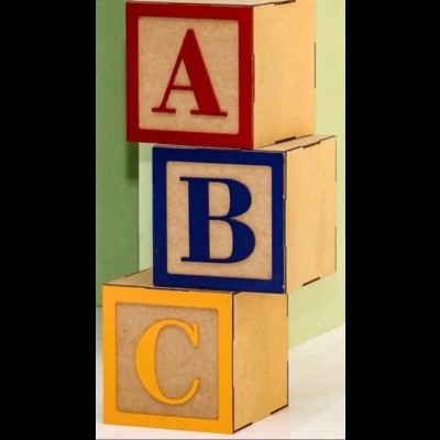 Cubo Letra C, em mdf (Lado 15 cm) (ABC)