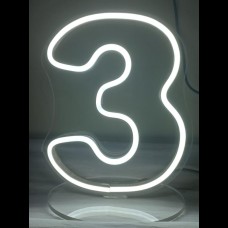 Luminoso Neon de mesa n. 3  (20 cm de altura) - Branco frio.