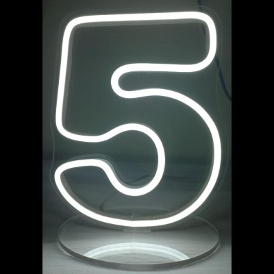 Luminoso Neon de mesa n. 5 (20 cm de altura) - Branco frio.