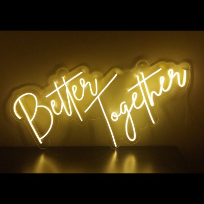 Luminoso neon led “BETTER TOGETHER”, branco quente, 70cm de comprimento