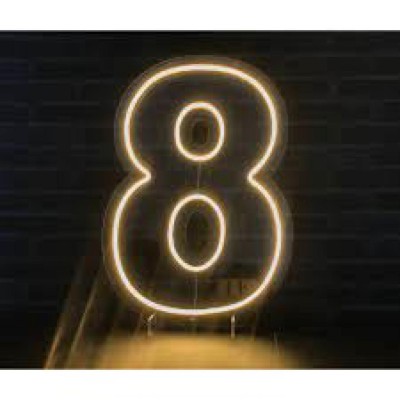 Luminoso Neon Led n. 8, branco quente, 50 cm de altura