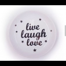 Mini bandeja estrelinhas e frase “live laugh love” (12cm)