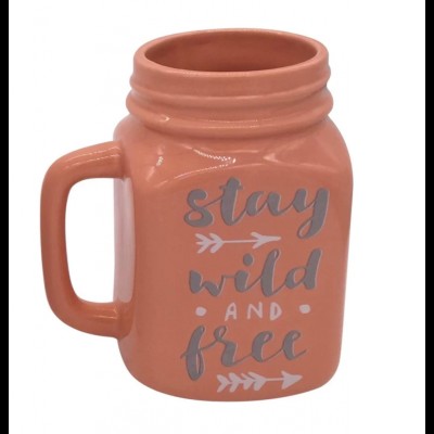 Mini Vaso-Caneca coral “Stay Wild and Free”  13Ax8C