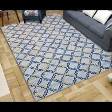 Tapete aveludado azul, amarelo e cinza (3m x 2m)