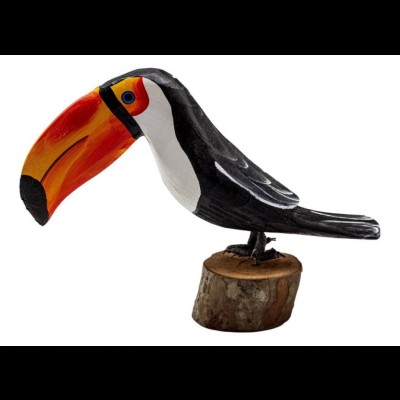 Tucano artesanal em madeira, pintado manualmente (21C x 15A x 6L cm)