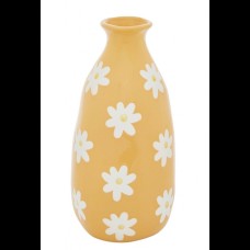 Vaso retrô flores amarelo (22,3A x 11L cm)